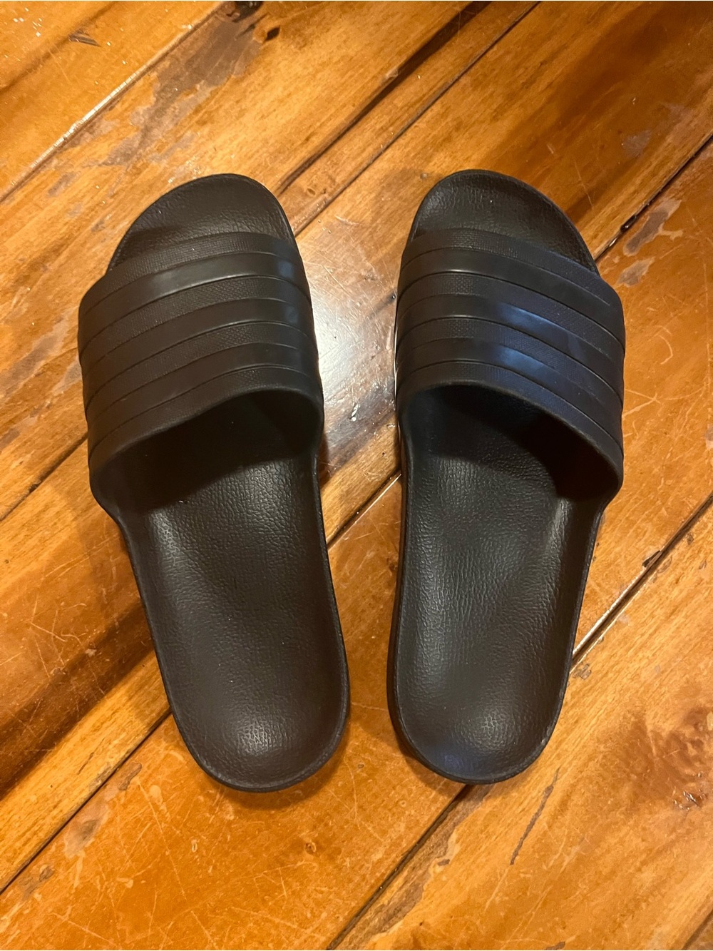 adidas Black Men's Slide Sandals with Embossed Logo